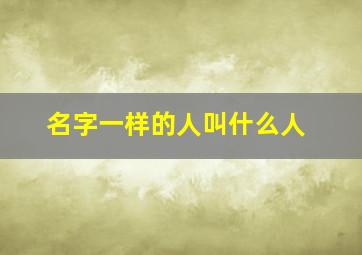 名字一样的人叫什么人