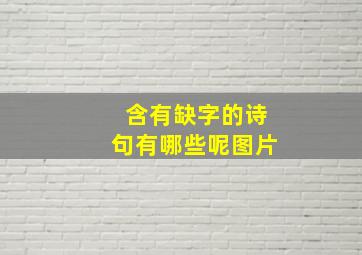 含有缺字的诗句有哪些呢图片