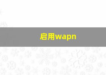 启用wapn