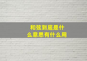 和弦到底是什么意思有什么用