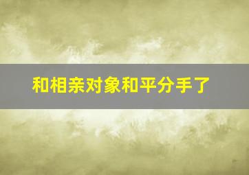 和相亲对象和平分手了