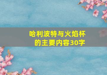 哈利波特与火焰杯的主要内容30字