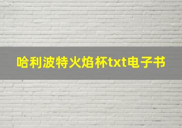 哈利波特火焰杯txt电子书