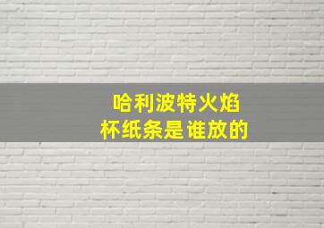 哈利波特火焰杯纸条是谁放的