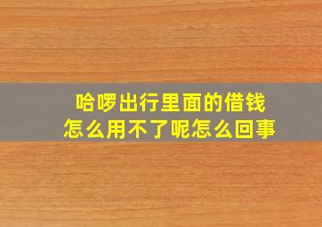 哈啰出行里面的借钱怎么用不了呢怎么回事