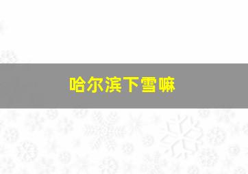 哈尔滨下雪嘛