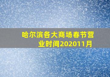 哈尔滨各大商场春节营业时间202011月