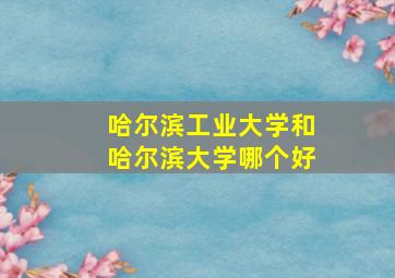 哈尔滨工业大学和哈尔滨大学哪个好