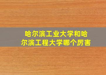 哈尔滨工业大学和哈尔滨工程大学哪个厉害