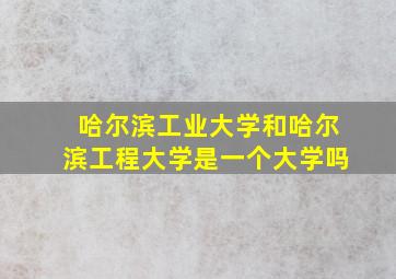 哈尔滨工业大学和哈尔滨工程大学是一个大学吗