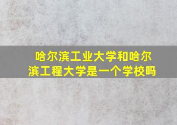 哈尔滨工业大学和哈尔滨工程大学是一个学校吗