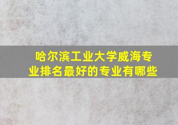 哈尔滨工业大学威海专业排名最好的专业有哪些