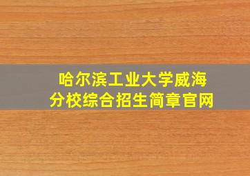 哈尔滨工业大学威海分校综合招生简章官网