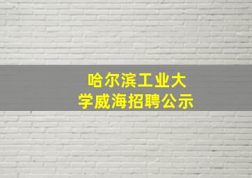 哈尔滨工业大学威海招聘公示