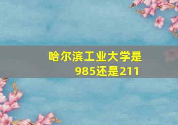 哈尔滨工业大学是985还是211