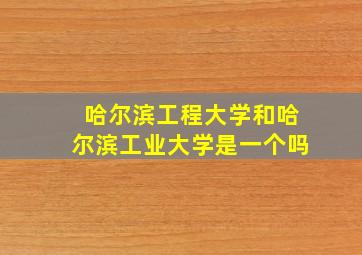 哈尔滨工程大学和哈尔滨工业大学是一个吗