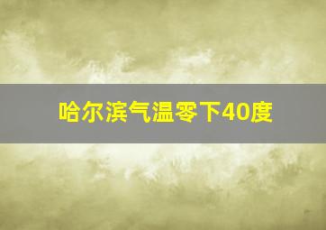 哈尔滨气温零下40度