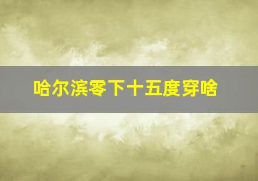 哈尔滨零下十五度穿啥