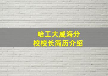 哈工大威海分校校长简历介绍