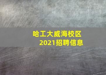 哈工大威海校区2021招聘信息