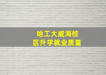 哈工大威海校区升学就业质量