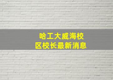 哈工大威海校区校长最新消息