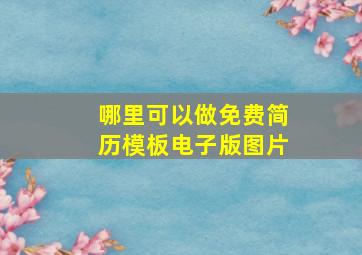 哪里可以做免费简历模板电子版图片