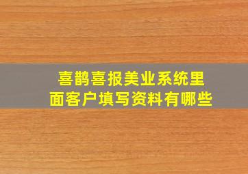 喜鹊喜报美业系统里面客户填写资料有哪些