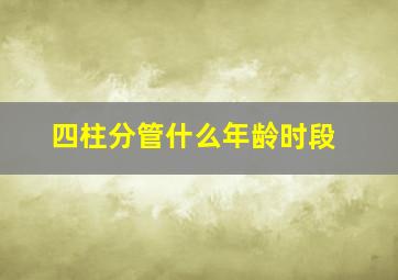 四柱分管什么年龄时段