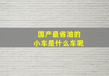 国产最省油的小车是什么车呢