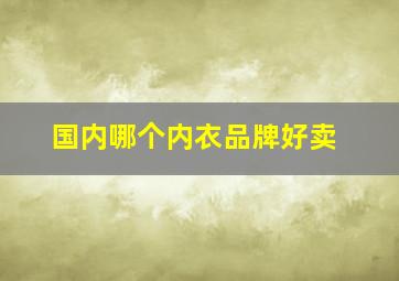 国内哪个内衣品牌好卖