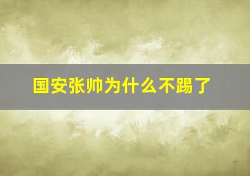 国安张帅为什么不踢了