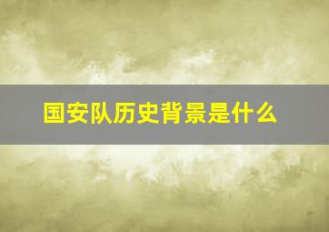 国安队历史背景是什么