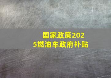 国家政策2025燃油车政府补贴