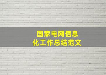 国家电网信息化工作总结范文