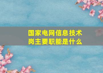 国家电网信息技术岗主要职能是什么