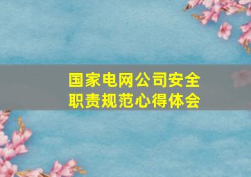 国家电网公司安全职责规范心得体会