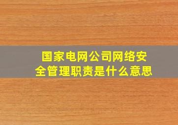 国家电网公司网络安全管理职责是什么意思