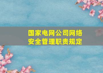 国家电网公司网络安全管理职责规定