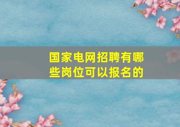 国家电网招聘有哪些岗位可以报名的