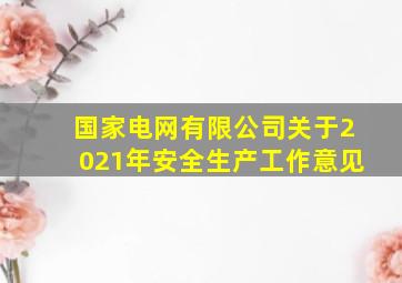 国家电网有限公司关于2021年安全生产工作意见