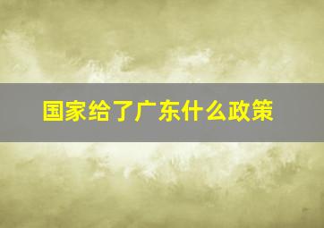 国家给了广东什么政策