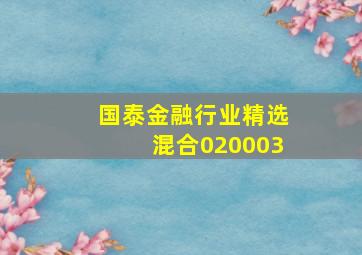 国泰金融行业精选混合020003