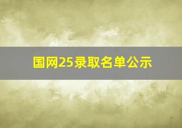 国网25录取名单公示