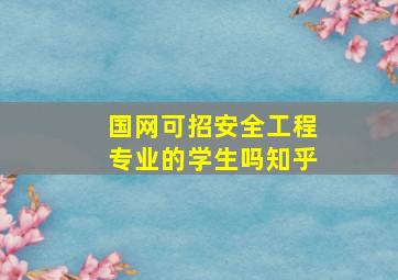 国网可招安全工程专业的学生吗知乎