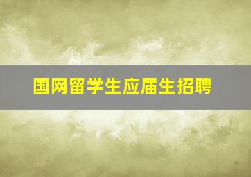 国网留学生应届生招聘