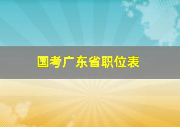 国考广东省职位表