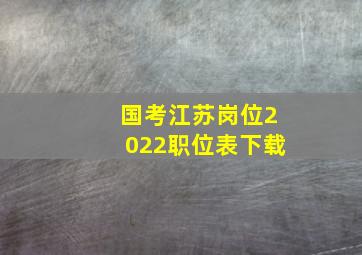 国考江苏岗位2022职位表下载