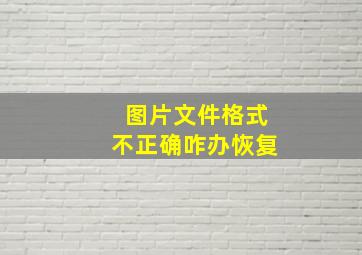 图片文件格式不正确咋办恢复