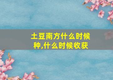 土豆南方什么时候种,什么时候收获